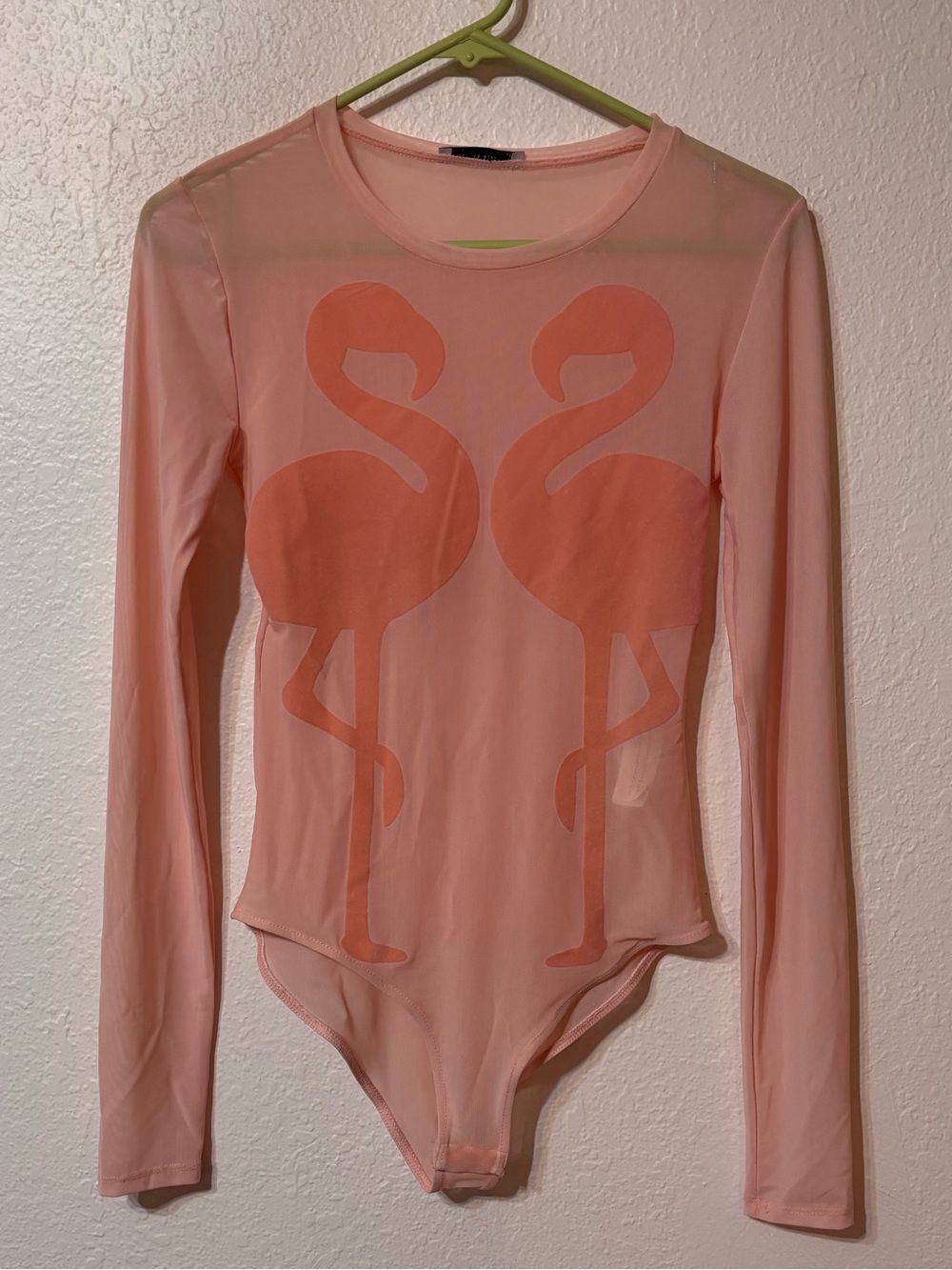 Zara Flamingo Mesh Bodysuit Small
